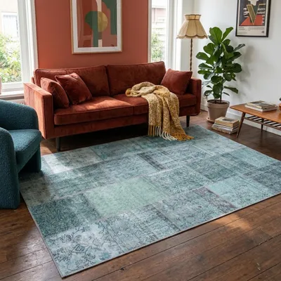 Image de Volero - Tapis patchwork - Estate Bleu/Vert - 190x290 cm