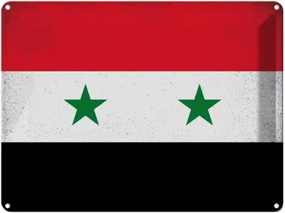 Produktbild von vianmo Blechschild 30x40 cm Syrien Syria Flagge Fahne Wappen