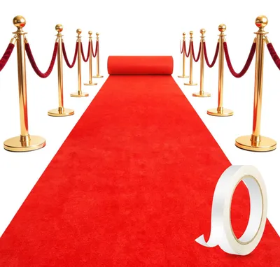 Roter Läufer 1 x 10 m, Hochzeitsteppich, rutschfest, Polyester