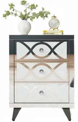 Produktbild von Nachttisch HOGA-NY153, 45 x 35 x 60 cm, silber