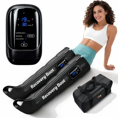 Produktbild von Wireless Fußmassagegerät Linomag®, Kompressionsstiefel zur Muskelregeneration, Lymphdrainage, Akupressur, Kreislaufmassage, Entspannungsmassage, 5 Luftkompressionskammern, 11 Intensitätsstufen, 3 Massagemodi