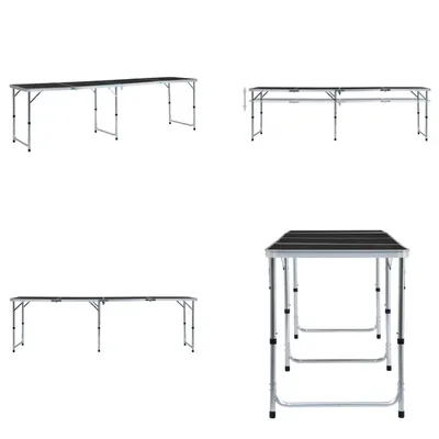 Produktbild von vidaXL Klappbarer Campingtisch Grau Aluminium 240 x 60 cm - Camping-Tisch - Camping-Tische - Campingtisch - Campingtische