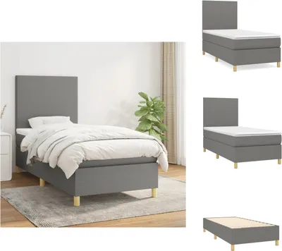 Produktbild von vidaXL Boxspringbett mit Matratze Dunkelgrau 80x200 cm Stoff -  Betten & Bettgestelle