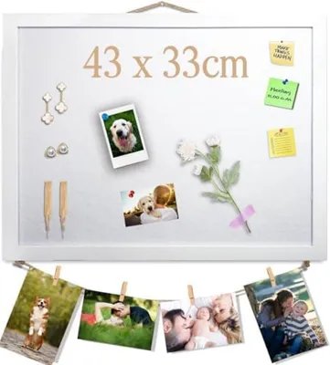 Productafbeelding van PromoHome® Wit prikbord met viltlaag - 43x33 cm, multifunctioneel wandpaneel