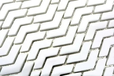 Produktbild von Handmuster Mosaik Fliese ECO Recycling GLAS Fischgrät Enamel weiß matt MOS140-HB37W_m