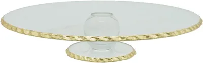 Produktbild von Servierplatte mit Fuß & Goldrand, aus hochwertigem Glas - ø31 x 7 cm