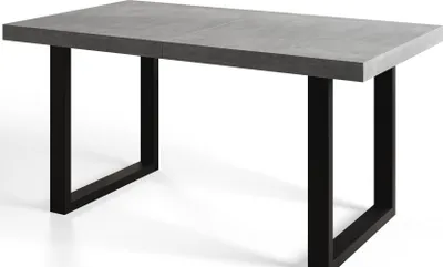 Obrázek produktu pro Průmyslový jídelní stůl LOFT-U, velikost: 160X90X77 cm, barva stolu v obývacím pokoji: šedá, s kovovými nohami v černé barvě