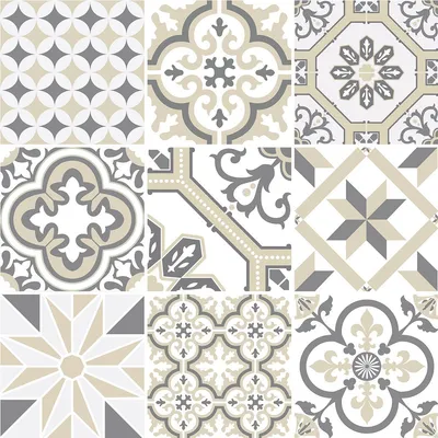 Image de Autocollants imitation carrelage pour la cuisine et la salle de bains – 9 autocollants imitation carrelage en ciment, Azulejos Arliono – 9 autocollants, 30 x 30 cm