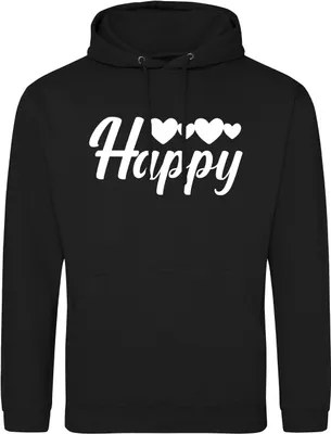Produktbild von Huuraa Uni Hoodie Happy Herzen S Deep Black Vegan Sweatshirt Geschenkidee