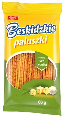 Produktbild von Beskidzkie Salzstangen mit Käse-Zwiebel-Geschmack, 60 g, AKSAM