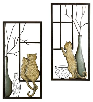 Produktbild von Gilde Wandrelief, rechteckig, "Pawlette", Katzenmotiv, Metall, braun, L. 2.5 cm, B. 40 cm, H. 80 cm 68817 4009079688177 2 Stück (2-fach sortiert)