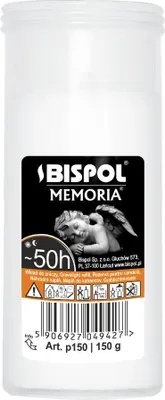 Zdjęcie produktu dla Wkład do zniczy parafinowy BISPOL P150 50H 1szt.