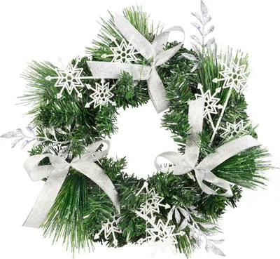 Image de Couronne de Noël MagicHome, naturelle, avec nœuds, 35 cm