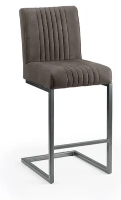 2 Barhocker, Industrie-Design, anthrazitgrau, Metallbeine