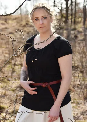 Produktbild von Mittelalter Kurzarm-Bluse Aren, schwarz : XL Größe: XL