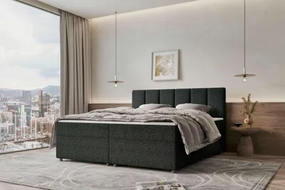 Produktbild von 99rooms Bergamo Boxspringbett Webstoff MALMO_NEW Anthrazit 160x200 cm ohne Topper