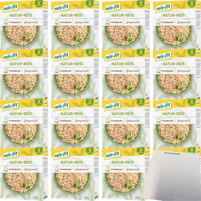 Produktbild von reis-fit 8 Minuten Natur Reis 16er Pack (16x500g Packung) + usy Block
