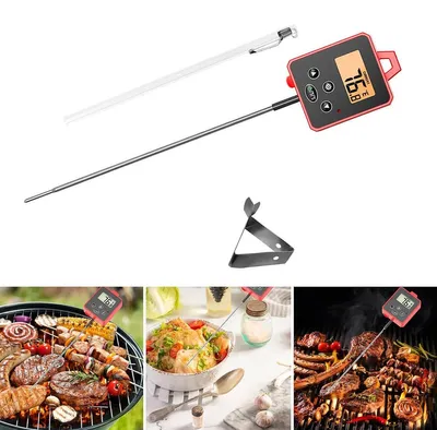 Produktbild von Digitales Bratenthermometer, hochpräzises Küchenthermometer, Edelstahl 304, wasserdicht, schnelle Messung, für Fleisch Grill Backen, mit LCD & Temperaturalarm