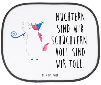 Produktbild von Mr. & Mrs. Panda Sonnenschutz Auto Einhorn Party - Weiß - Geschenk, Alkohol, Konfetti, Sonnenblende, Disco, Club, Autoscheiben, saugnapf, Unicorn, Seitenscheibe