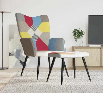 Produktbild von vidaXL Relax kreslo so stoličkou Patchwork Fabric