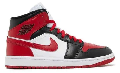 Produktbild von Nike Air Jordan 1 Mid White Bred Toe Black Red Chicago - EU: 44.5