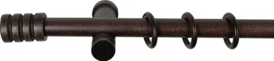 Produktbild von SN Deco - Stilgarnitur Gardinenstange Vorhangstange Pisa, Holz, moderner Träger, 28 mm, 1-Lauf, Komplettset mit Ringen, Farbe Wenge, 120 cm