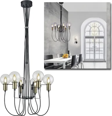 Produktbild von Krone Deckenleuchte Kronleuchter Schwarz Deckenlampe modern 6xE14 exkl. Leuchtmittel