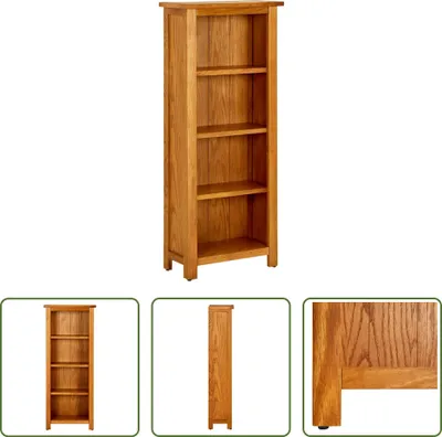 Image de The Living Store Bibliothèque 4 compartiments 45x22x110 cm Chêne massif