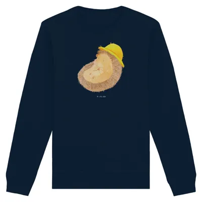 Produktbild von Mr. & Mrs. Panda Bio Baumwoll Pullover Igel Beten Größe XL - French Navy - Geschenk, Pulli, Sonnenhut, Gott, Leben, Lustige Sprüche, Sweater, Sweatshirt, Dankbarkeit