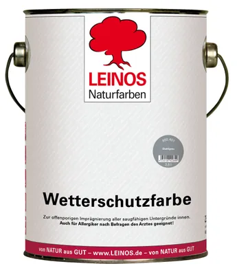 Produktbild von LEINOS Wetterschutzfarbe Stahlgrau 2,5 l für Holz außen, auf Naturölbasis