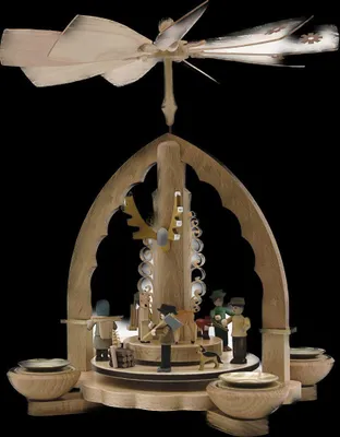Immagine prodotto di Piramide in legno per candele e tealight, altezza 27 cm, NUOVA