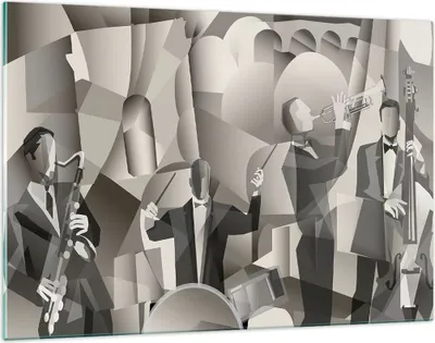 Produktbild von Bilder auf glas - Jazz Musik Musiker - 120x80cm - Glasbilder - Wandbilder - Kunstdruck - zum Aufhängen bereit - Wanddekoration aus Glas - Glas Bilder - Wandbild auf Glas - Einteilig - GAA120x80-4119