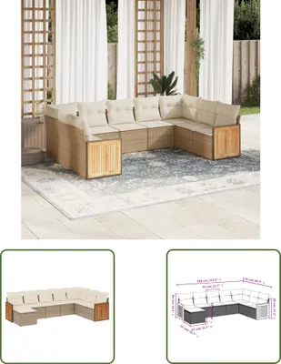 Produktbild von The Living Store 8-tlg. Garten-Sofagarnitur mit Kissen Beige Poly Rattan