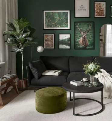 Produktbild von Runder Couchtisch CIRI mit Hocker Dunkelbeton