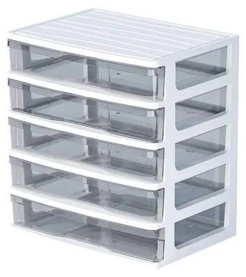 Produktbild von Transparente Schubladenbox, Kosmetikschrank, mehrst?ckige Aufbewahrungsbox fš¹r den Schreibtisch, Schreibtischregal
