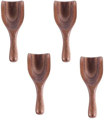 Immagine prodotto di Mestoli in legno per caffè e cucina - Set da 4 - Legno di acacia - 11x4 cm