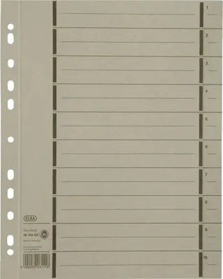 Obrázek produktu pro Elba 400004668 Dělící listy s perforací - A4 extra široké, šedé, 100 ks
