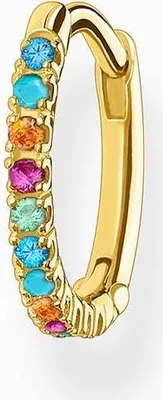 Produktbild von Thomas Sabo Single Creole 925 Sterlingsilber vergoldet Gelbgold Glas-Keramik Stein synthetischer Korund Zirkonia