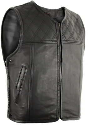 Produktbild von Herren Club Lederweste Bikerweste Diamond gestepptes Muster Motorrad Weste(L)