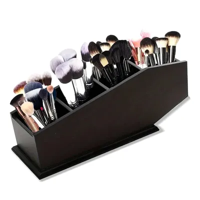 Produktbild von Gothic Makeup Pinselhalter Sarg schwarz Make up Pinsel Aufbewahrung Box Holz