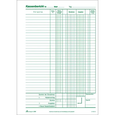 Image de RNK-Verlag Rapport de caisse Formulaire 3149