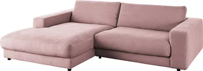 Produktbild von KAWOLA Sofa MADELINE Ecksofa Cord rosa Longchair links