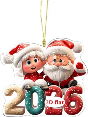 Produktbild von 2026 Weihnachtsschmuck, Cartoon-Weihnachtsmann, Schneemann, Rentier, 2D-Weihnachtsbaumschmuck aus Acryl für Baum, Tür, Fenster, Auto-Dekor
