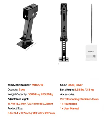 Obrázek produktu pro Stabilizátor, nastavitelná výška, robustní konstrukce, nosnost 1000 lb