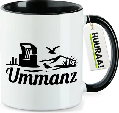 Produktbild von Huuraa Kaffeetasse Ummanz Strandmotiv 330ml Schwarz Keramik Kaffeebecher Geschenkidee
