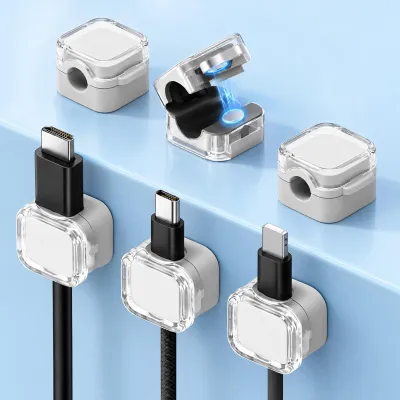 Magnetische Kabelhalter, 6 Stück, selbstklebend, weiß