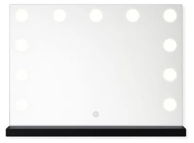 Image de SensaHome Vanity Mirror Pro - Miroir de maquillage hollywoodien avec 15 ampoules LED à intensité variable - 3 modes d'éclairage - 80 x 60 cm - Noir