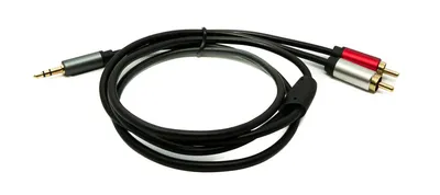 Produktbild von SYSTEM-S Audio Cinch 2 RCA Kabel 100 cm Stecker zu AUX Klinke 3,5 mm 3 polig Stecker Adapter