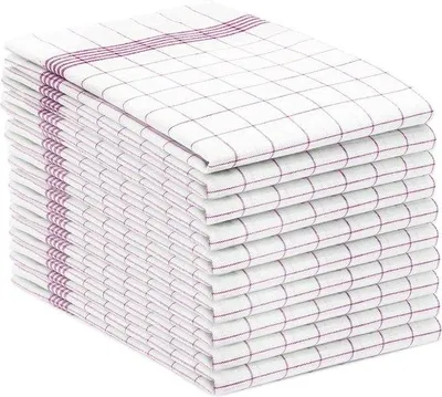 Zdjęcie produktu dla Zestaw 10 ręczników kuchennych Unyqoos® – 50 x 70 cm, 100% bawełna, 170 g/m², czerwone w kratkę, chłonne ręczniki kuchenne z pętelką do zawieszania
