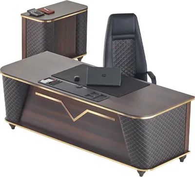 Produktbild von Schreibtisch Bürotisch Bürostuhl Kommode Set Schwarz Arbeitszimmer Büro